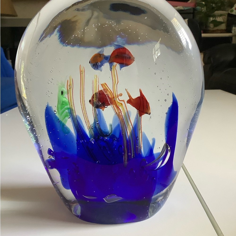 Large Italian 5 fish & 1 seahorse Aquarium art glasse